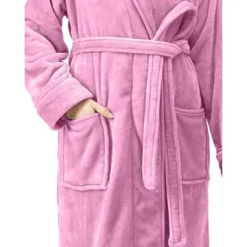 Premium Women's Pink Plush Fleece Robe for Comfort