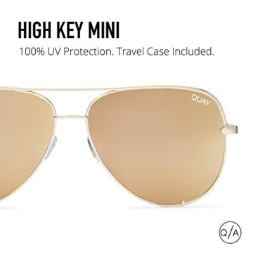 Quay Australia HIGH KEY MINI Men's and Women's Sunglasses Aviator Sunnies - Gold