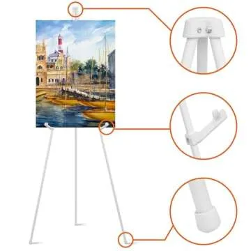 ARTASY 63" Easel Stand for Wedding Signs, Posters, Portable Artist Easel for Painting Canvas, Tripod for Home and Office, Supports 5 lbs-White 1/Pack