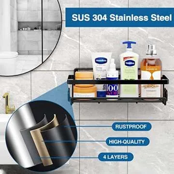 SIXDOVE Rustproof Shower Caddy with Towel Bar & Hooks