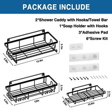 SIXDOVE Rustproof Shower Caddy with Towel Bar & Hooks