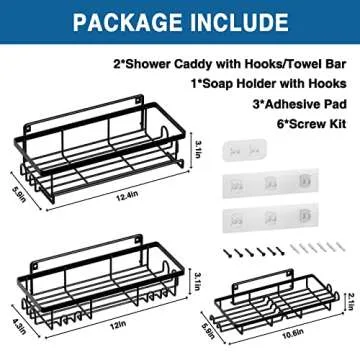 SIXDOVE Rustproof Shower Caddy with Towel Bar & Hooks