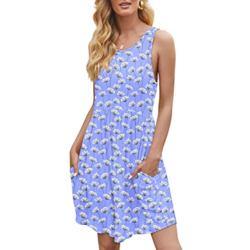 HiMONE Summer Dresses Women's Casual Sundresses for Women Casual Beach Petite Sun Dress with Pocket 2025 Trendy