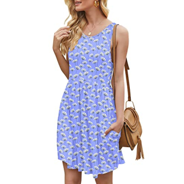 HiMONE Summer Dresses Women's Casual Sundresses for Women Casual Beach Petite Sun Dress with Pocket 2025 Trendy