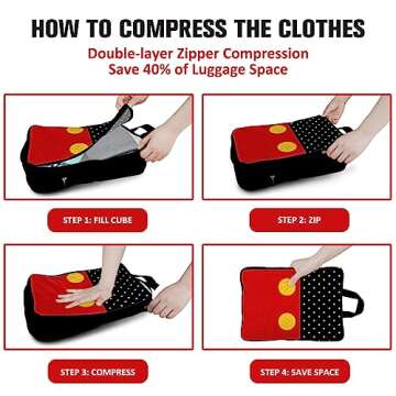 6 Set Compression Packing Cubes Compressed Storage Bags for Carry on Suitcases Packaging Luggage Bags Organizers for Travel
