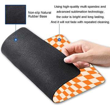 Armanza Mouse Pad, Orange Checkered Design Mouse Pad, Washable Square Cloth Mousepad for Office Lapt...