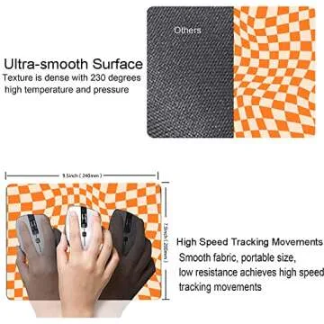 Armanza Mouse Pad, Orange Checkered Design Mouse Pad, Washable Square Cloth Mousepad for Office Laptop, Non-Slip Rubber Computer Mouse Pads for Wireless Mouse, Cute Mouse Pads for Desk