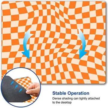 Armanza Mouse Pad, Orange Checkered Design Mouse Pad, Washable Square Cloth Mousepad for Office Laptop, Non-Slip Rubber Computer Mouse Pads for Wireless Mouse, Cute Mouse Pads for Desk