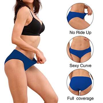 Women's Hipster Panties Seamless Low-rise Cheekini Panty Soft Stretch Bikini Underwear (Multi Colors,Pack of 5) S