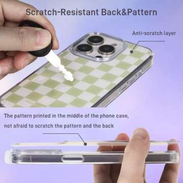 Mongranda Compatible with iPhone 16 Pro Case Checkered for Women,Military-Grade Protection,Scratch-Resistant,Yellowing Resistant TPU,Cute iPhone Case Checkered 6.3 inches-Sage Green Checkered