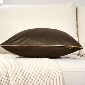 Aeckself Pack of 2 Dark Brown Velvet Pillow Covers 20 x 20 Inch, Modern Luxury Decorative Pillowcase...