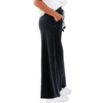 TITOMD Pull On Petite Barrel Jeans Women's Wide Leg Jeans 2024 Elastic Summer High Waisted Drawstring Baggy Denim Sweat Pants with Pockets Family BlackL