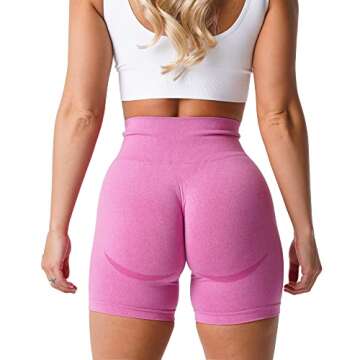 YVYVLOLO Women Workout Gym Shorts Seamless High Waisted Scrunch Butt Lifting Running Yoga Biker Shorts(Y525-Bubble Gum Pink-M)