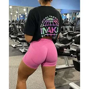 YVYVLOLO Women Workout Gym Shorts Seamless High Waisted Scrunch Butt Lifting Running Yoga Biker Shorts(Y525-Bubble Gum Pink-M)