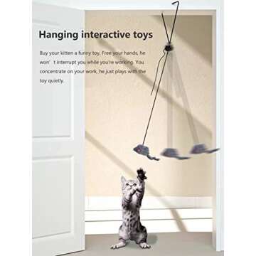 Kalimdor Interactive Cat Feather Toys,Retractable Teaser Toy ，Hanging Interactive Toys for Indoor ...