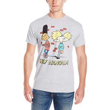 Nickelodeon Men's Hey Arnold T-Shirt, Heather Grey, Large