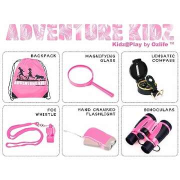 Adventure Kidz - Outdoor Exploration Kit, Children’s Toy Binoculars with Case, Flashlight, Compass...