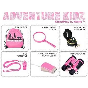 Adventure Kidz - Outdoor Exploration Kit, Children’s Toy Binoculars with Case, Flashlight, Compass...