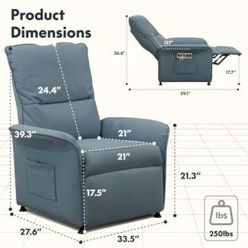 FLEXISPOT XC3 Recliner Chair for Adults, Massage Fabric Small Recliner for Living Room, Adjustable Home Theater Seating Reading Chair Modern Single Sofa with Padded Seat Backrest (Beige)