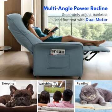 FLEXISPOT XC3 Recliner Chair for Adults, Massage Fabric Small Recliner for Living Room, Adjustable Home Theater Seating Reading Chair Modern Single Sofa with Padded Seat Backrest (Beige)