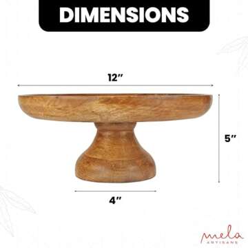 Mela Artisans Footed Wooden Fruit Bowl - Handcrafted Coffee Table Decor