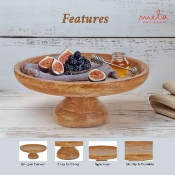 Mela Artisans Footed Wooden Fruit Bowl - Handcrafted Decor