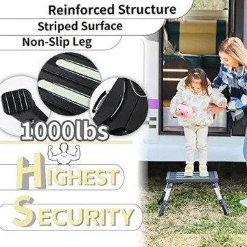 Adjustable 1000Lbs RV Step - Safe, Sturdy, Portable Solution