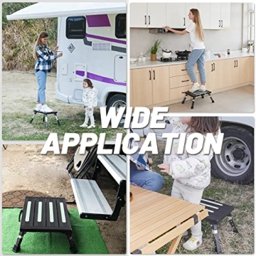 Adjustable 1000Lbs RV Step - Safe, Sturdy, Portable Solution