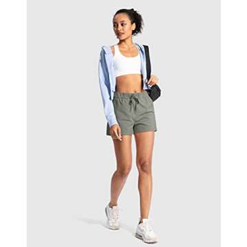 SANTINY Women's Lounge Shorts 2.5'' Comfy Workout Hiking Athletic Running Casual Shorts for Women with Pockets (01-Grey Sage_M)
