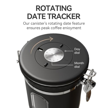 Veken Coffee Canister with Date Tracker & Scoop