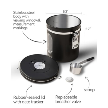 Veken Coffee Canister with Date Tracker & Scoop