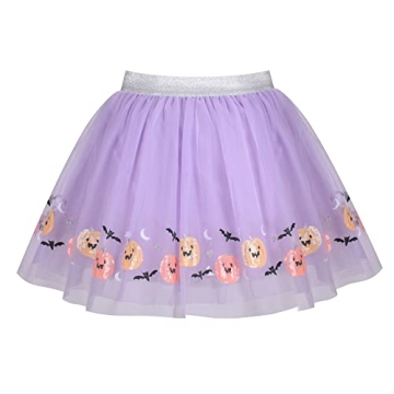 Girls Halloween Bat Mesh Skirt - Cute Purple Tutu