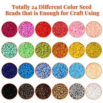 Kyrieval 36000 Pcs 12/0 2mm Glass Seed Beads Colorful Waist Bead Kit with Letter Beads Heart Beads a...