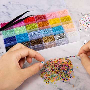 Kyrieval 36000 Pcs Glass Seed Beads for Jewelry Making