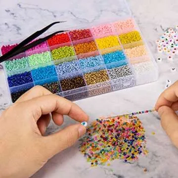 Kyrieval 36000 Pcs Glass Seed Beads for Jewelry Making