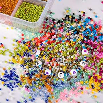 Kyrieval 36000 Pcs Glass Seed Beads for Jewelry Making