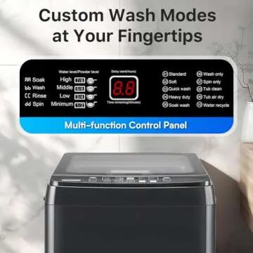 Anypro Portable Washing Machines 27 LBS Full Automatic Clothes Washer and Spinner Combo with 10 Program and 8 Water Level, Compact Laundry Wash Spin Dryer for Apartment RV Dorm, Grey