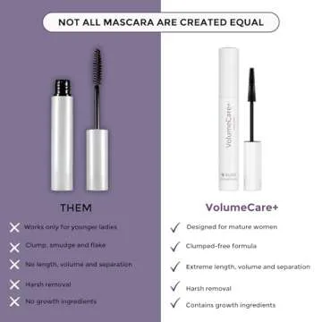 Rumi Cosmetiques VolumeCare+ Mascara For Older Women - Extreme Length and Volume 2-in-1 Formula - No Clumps, Long-Wearing, Hypoallergenic Mascara For Sensitive Eyes (Natural Black)