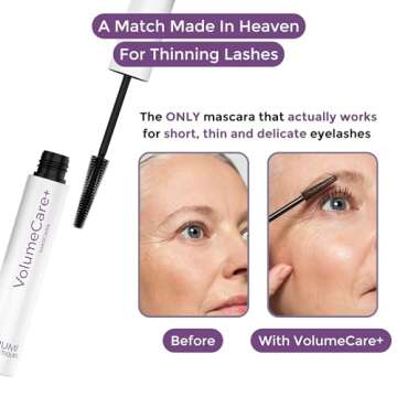 Rumi Cosmetiques VolumeCare+ Mascara For Older Women - Extreme Length and Volume 2-in-1 Formula - No Clumps, Long-Wearing, Hypoallergenic Mascara For Sensitive Eyes (Natural Black)