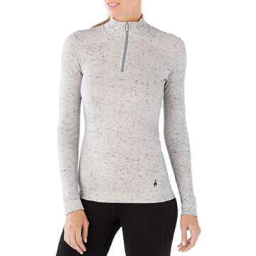 Smartwool Women’s Base Layer Top - Merino 250 Wool Pattern Active 1/4 Zip Outerwear Winter White Donegal Medium