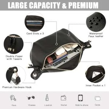 MYHOZEE Crossbody Bags for Women Fanny Pack - Small PU Leather Sling Bag with Drawstring Pendant Trendy Chest Bag Casual Shoulder Bag Purse Anti Theft Side Purses for Travel Sport Camping - Apricot