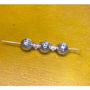 AMZ Beads - Package of 200! Gold or Silver Plated Hollow Filigree Round Ball Metal Spacer Beads for Jewelry Making DIY Craft Projects (8MM) 1mm Hole (Silver)