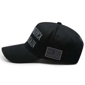 Donald Trump 45-47 Never Surrender MAGA Hat Make America Great Again Slogan with USA Flag Adjustable Baseball Cap Black (US, Alpha, One Size, Black & Gray MAGA Hat)