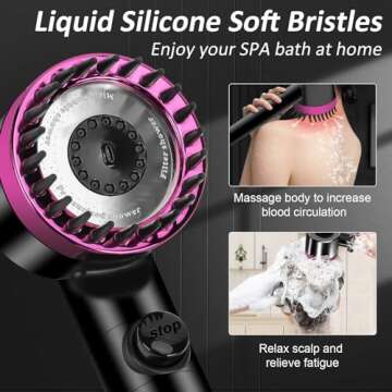 Luxsego High Pressure Shower Heads with Scalp Massager Shampoo Brush for Skin & Hair Care, Filtered ...