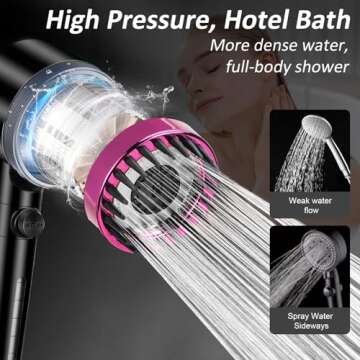 Luxsego High Pressure Shower Heads with Scalp Massager Shampoo Brush for Skin & Hair Care, Filtered Shower Head with Handheld Sprayer Soften Hard Water, 3 Settings 4 in 1 Detachable Showerhead Set