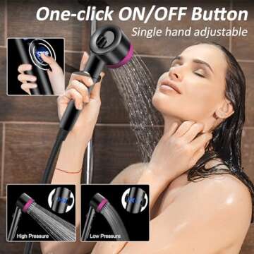 Luxsego High Pressure Shower Heads with Scalp Massager Shampoo Brush for Skin & Hair Care, Filtered Shower Head with Handheld Sprayer Soften Hard Water, 3 Settings 4 in 1 Detachable Showerhead Set
