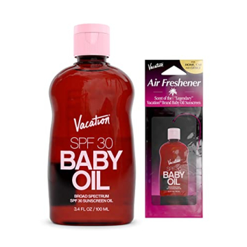 Vacation Baby Oil SPF 30 + Air Freshener Bundle - Sunscreen Tanning Oil, Travel Size, Vegan
