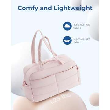 BAGSMART Travel Duffle Bag Gym Bag for Women, 31L Puffer Tote Bag Quilted Laptop Carry on, Weekender Overnight Bag Organizer Duffel Bag for Travel, Black