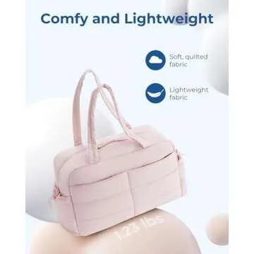 BAGSMART Travel Duffle Bag Gym Bag for Women, 31L Puffer Tote Bag Quilted Laptop Carry on, Weekender Overnight Bag Organizer Duffel Bag for Travel, Black