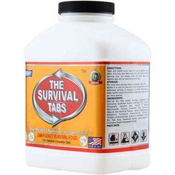 The Survival Tabs 60-Day 720 Tabs Emergency Food Ration Survival MREs Food Replacement for Outdoor Activities Disaster Preparedness Gluten Free and Non-GMO 25 Years Shelf Life Long Term - Mixed Flavor